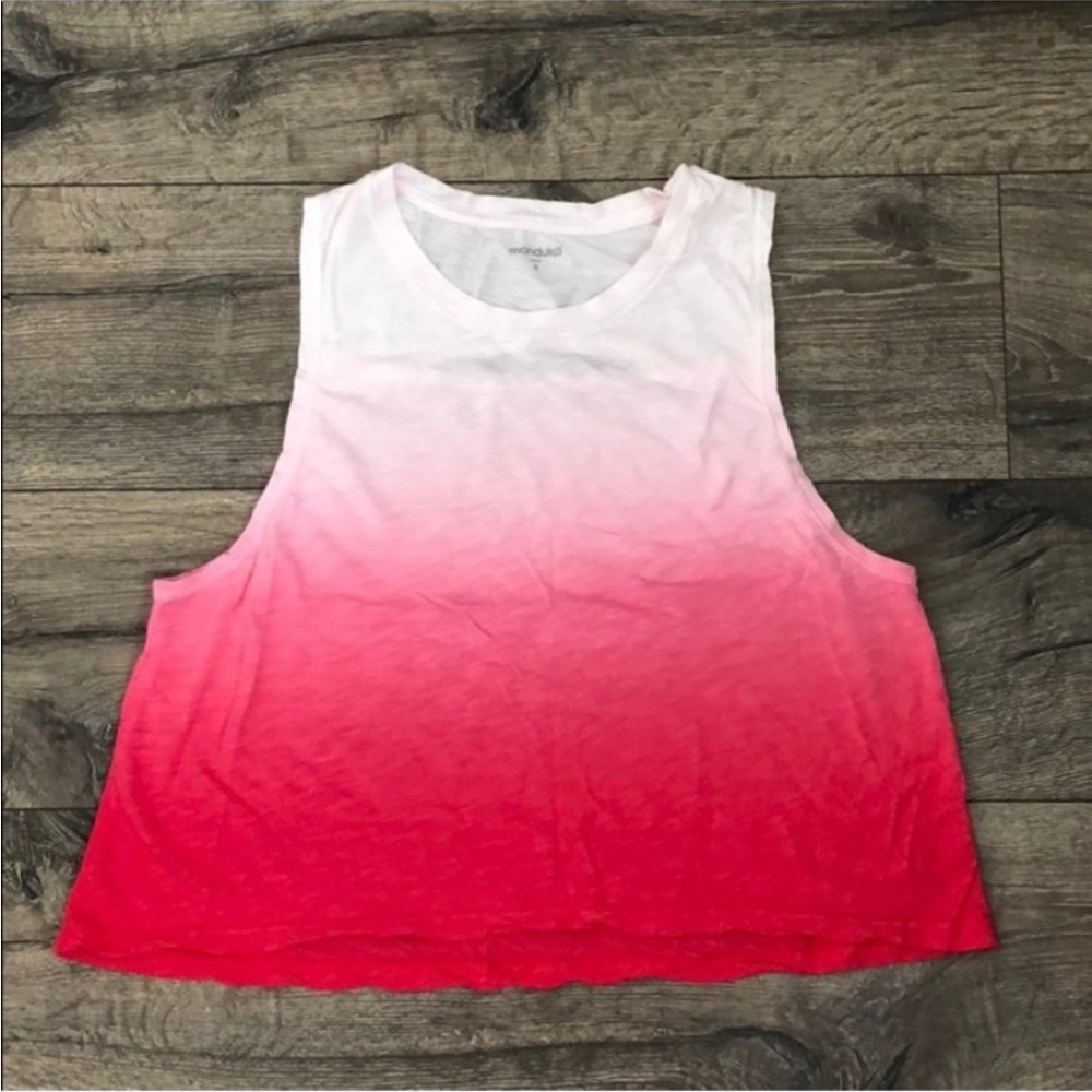 Manduka pink ombré tie dye crop top